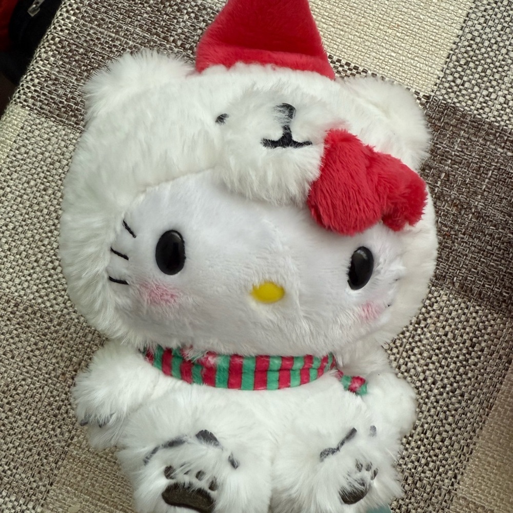 Hello Kitty Plush with Red Bow and Santa Hat